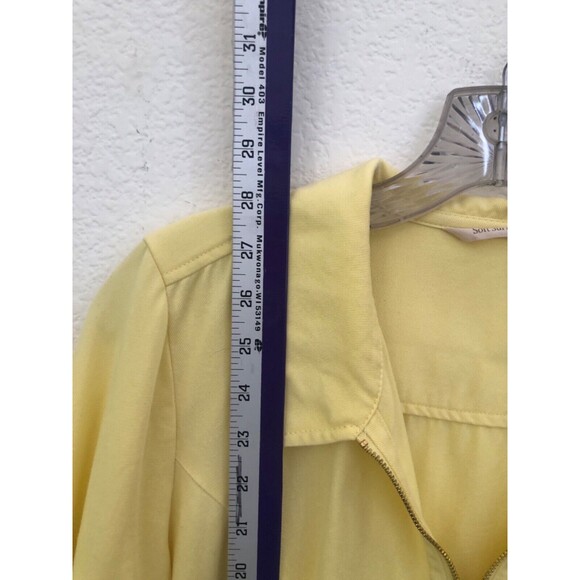 Soft Surroundings Yellow 1/4 Zip Pullover Top Size M Button Hem Knit Shirt - Picture 4 of 10